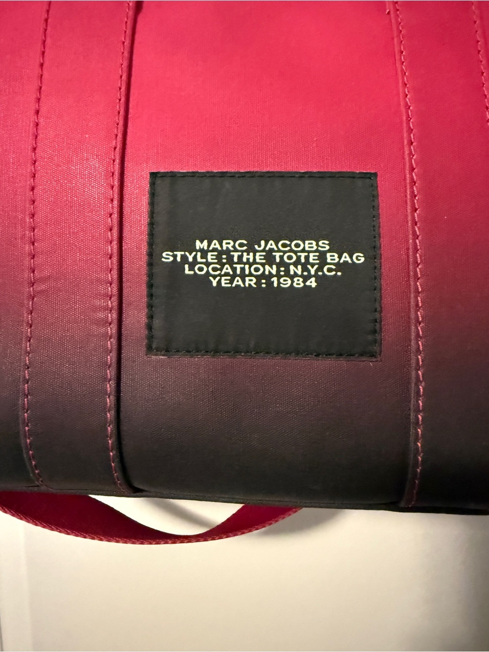 Marc Jacobs Ombré Bright Pink and Black Canvas Tote Bag - Picture 4 of 8